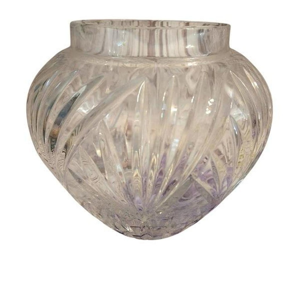 Crystal Vase Clear Glass Cut Design Round Tulip Style Home Decor